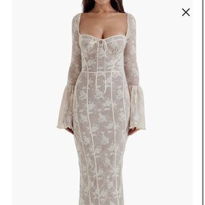 House of CB Delilah Floral Long Sleeve Lace Maxi Dress